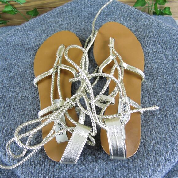 Steve Madden‎ Women's Werkit Strappy Gold Leather Sz 8 Medium Gently Used 2025 - Picture 4 of 6